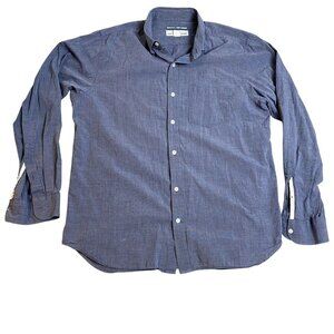 Old Navy Men Shirt L Blue Classic Button-Up Regular Fit Long Sleeve Cotton Blend